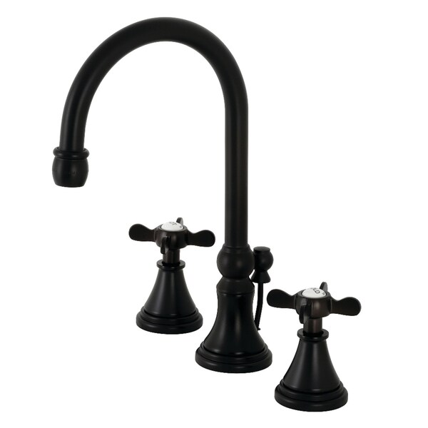 KS2980BEX Essex Widespread Bathroom Faucet W/ Brass Pop-Up, Matte Black